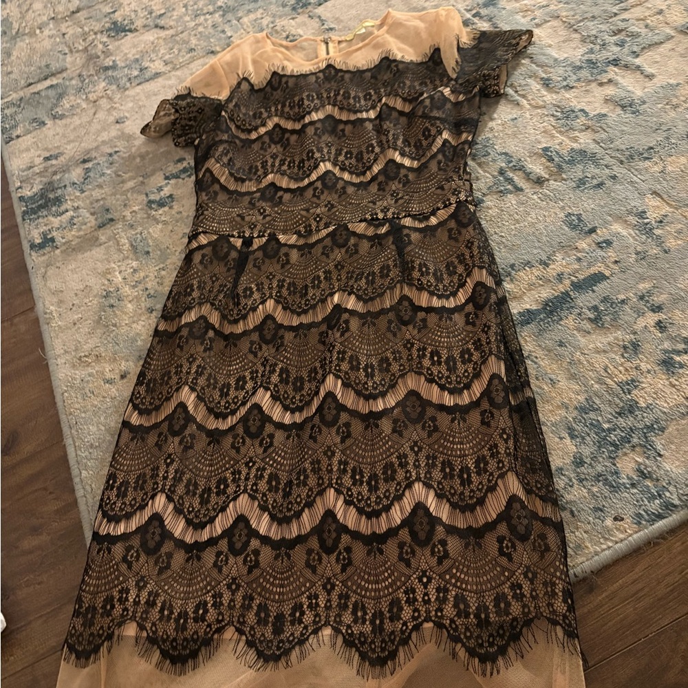 Gianni Bini Black and Cream Lace Mini Dress